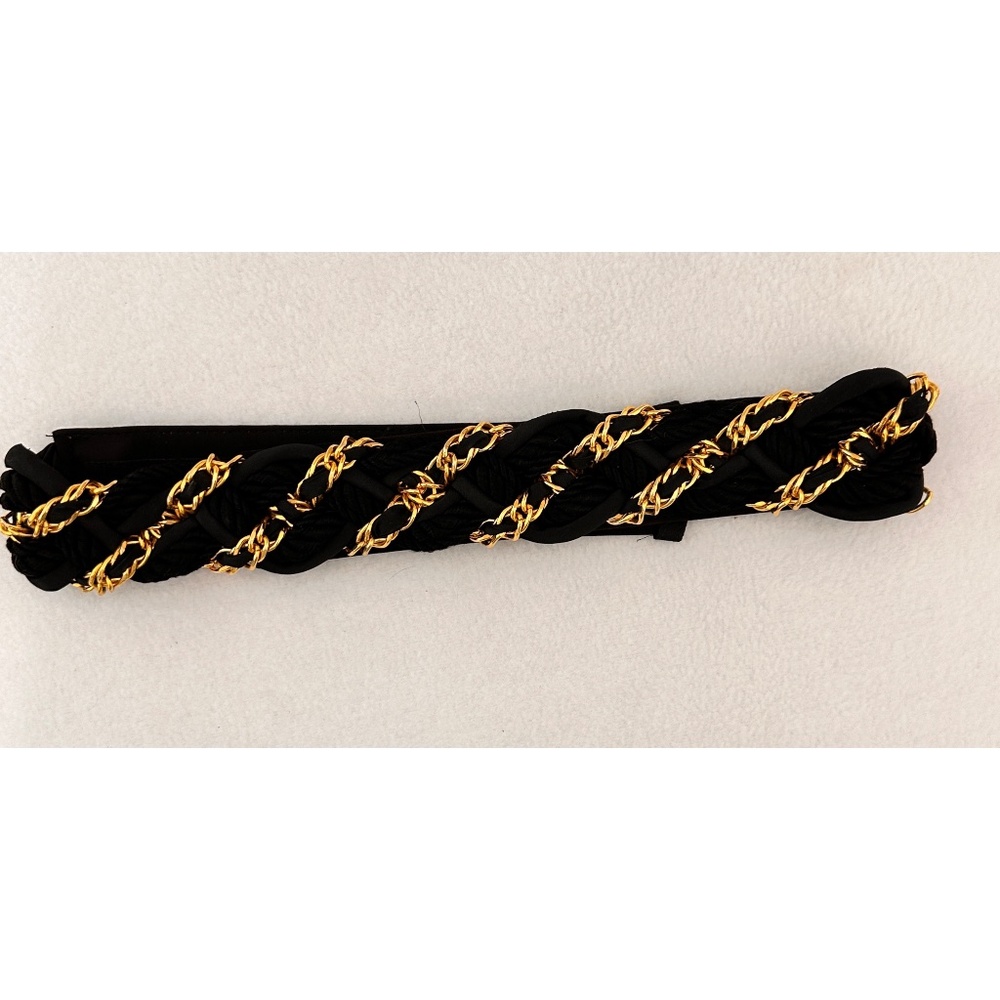 Ginnie Johansen Inc. Dallas 80's Vintage Black/Gold Braided Belt, M/L